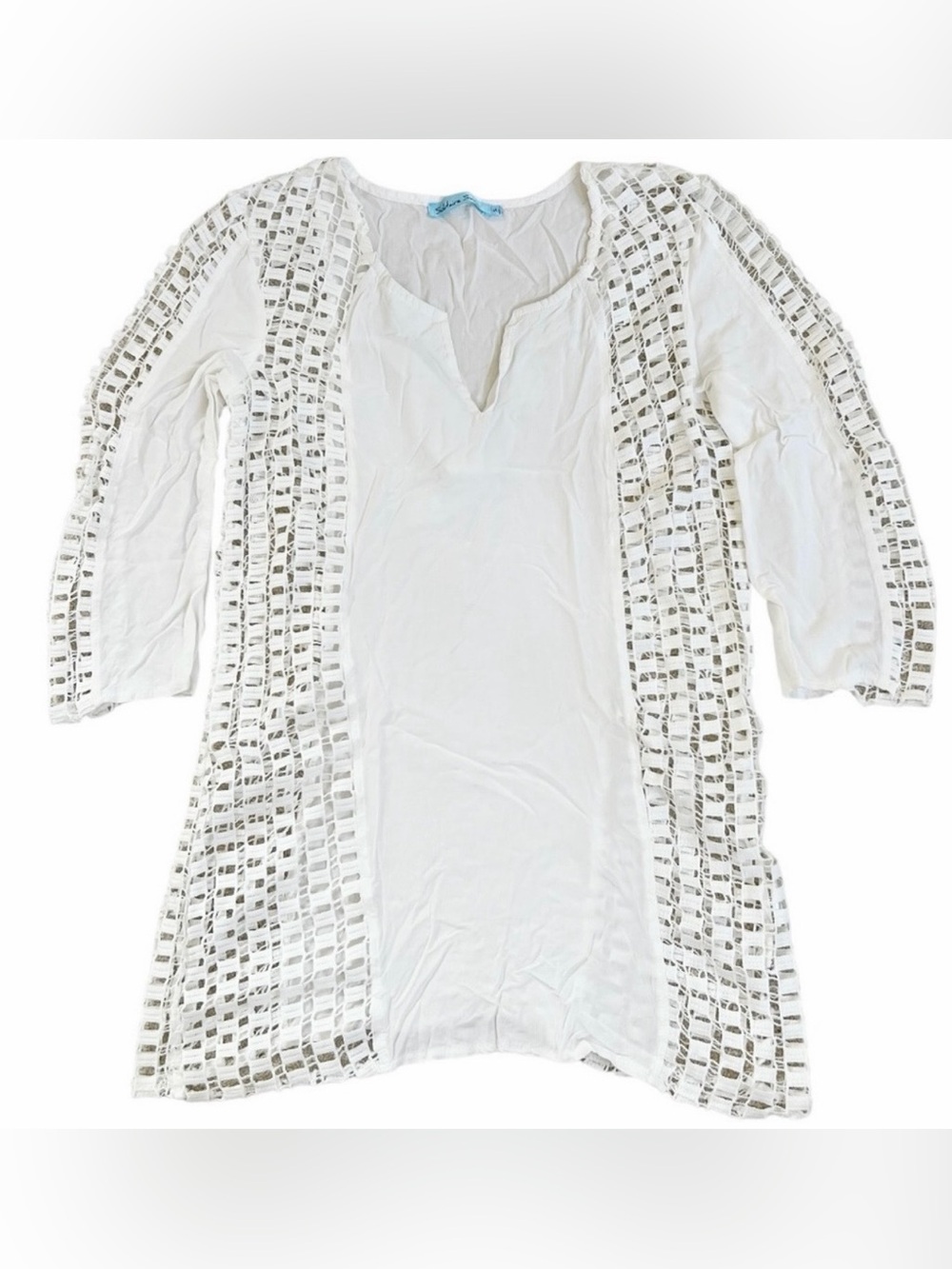 Solitaire White Crochet-Trim Swim Coverup Read Description - Picture 2 of 8